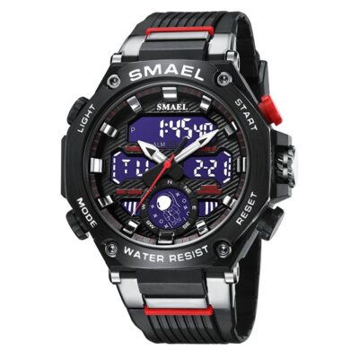 Reloj Deportivo SMAEL 8069 Metálico Doble Horario Negro