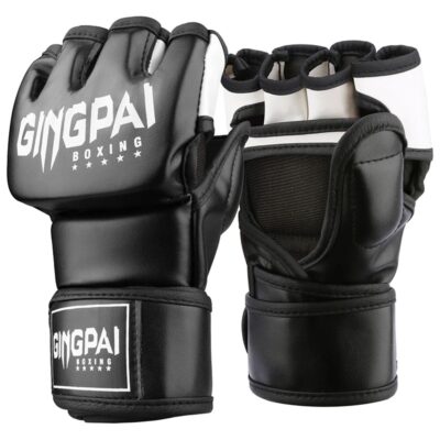 Guantes GINGPAI M03 Kick Boxing MMA Profesional Negro