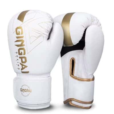 Guantes Boxeo GINGPAI M01 Profesionales 12 Oz Blanco