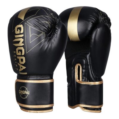 Guantes Boxeo GINGPAI M01 Profesionales 12 Oz Negro