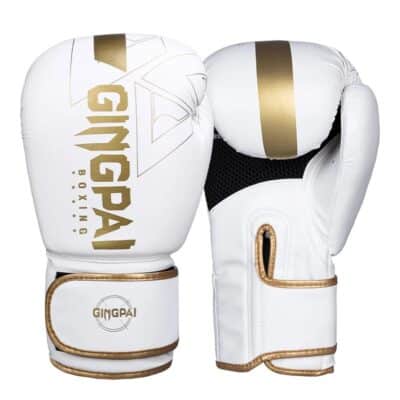 Guantes Boxeo GINGPAI M01 Profesionales 12 Oz Blanco