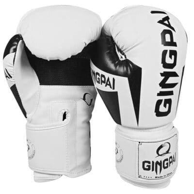 Guantes Boxeo GINGPAI M02 Profesionales 12 Oz Blanco