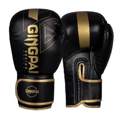 Guantes Boxeo GINGPAI M01 Profesionales 12 Oz Negro