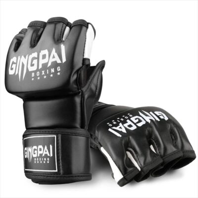 Guantes GINGPAI M03 Kick Boxing MMA Profesional Negro