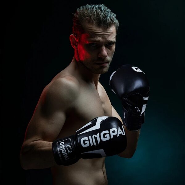 Guantes Boxeo GINGPAI M02 Profesionales 12 Oz Negro - Imagen 4