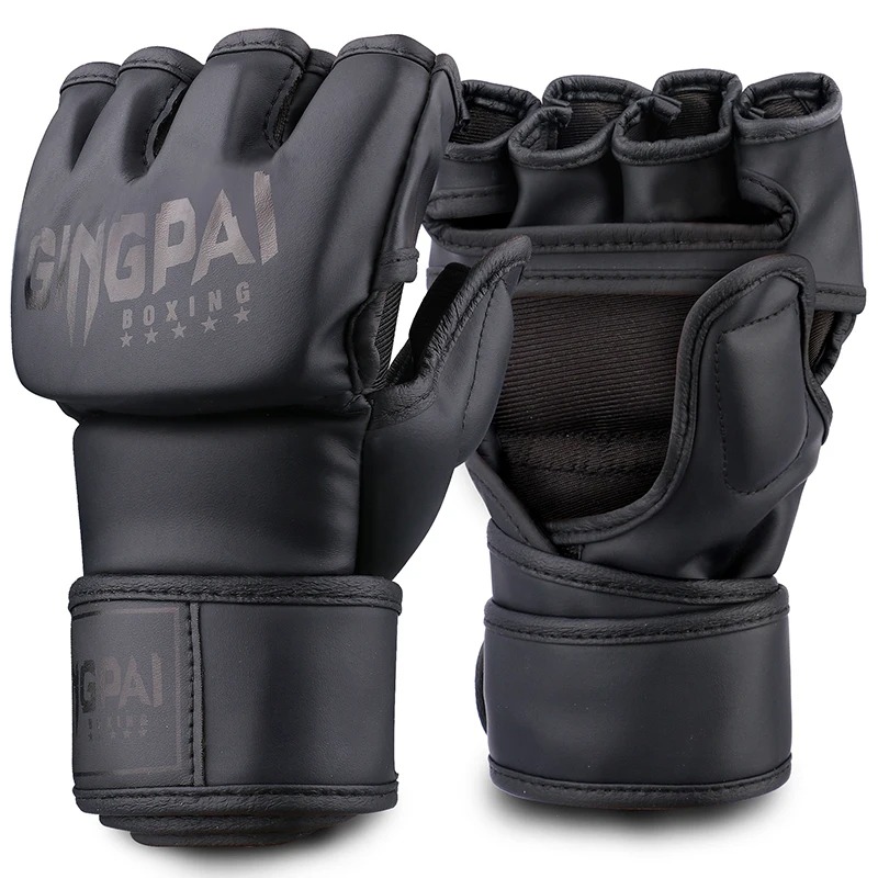 Guantes GINGPAI M03-2 Kick Boxing MMA Profesional Negro